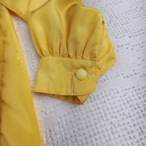Vintage Lilly Ann Yellow Button Down Satin Blouse Size Medium - Picture 9 of 15